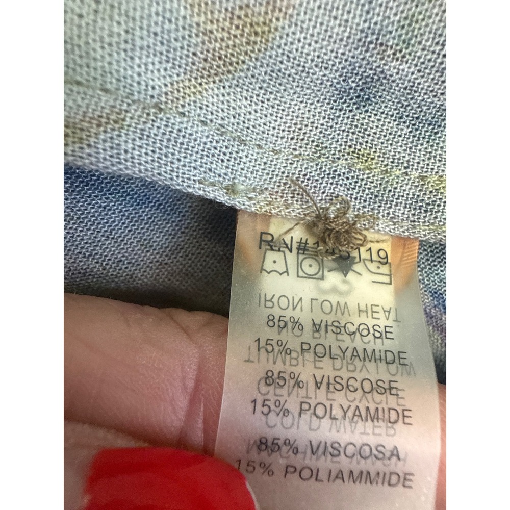Dressori Womens 0X Purple Yellow Tie Dye Floral Medallion Button Front Tunic Top - Picture 3 of 5
